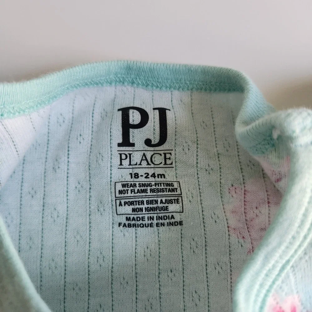 Toddler Girls Floral Pointelle Pajama Set Aqua Pink‎ 18-24m